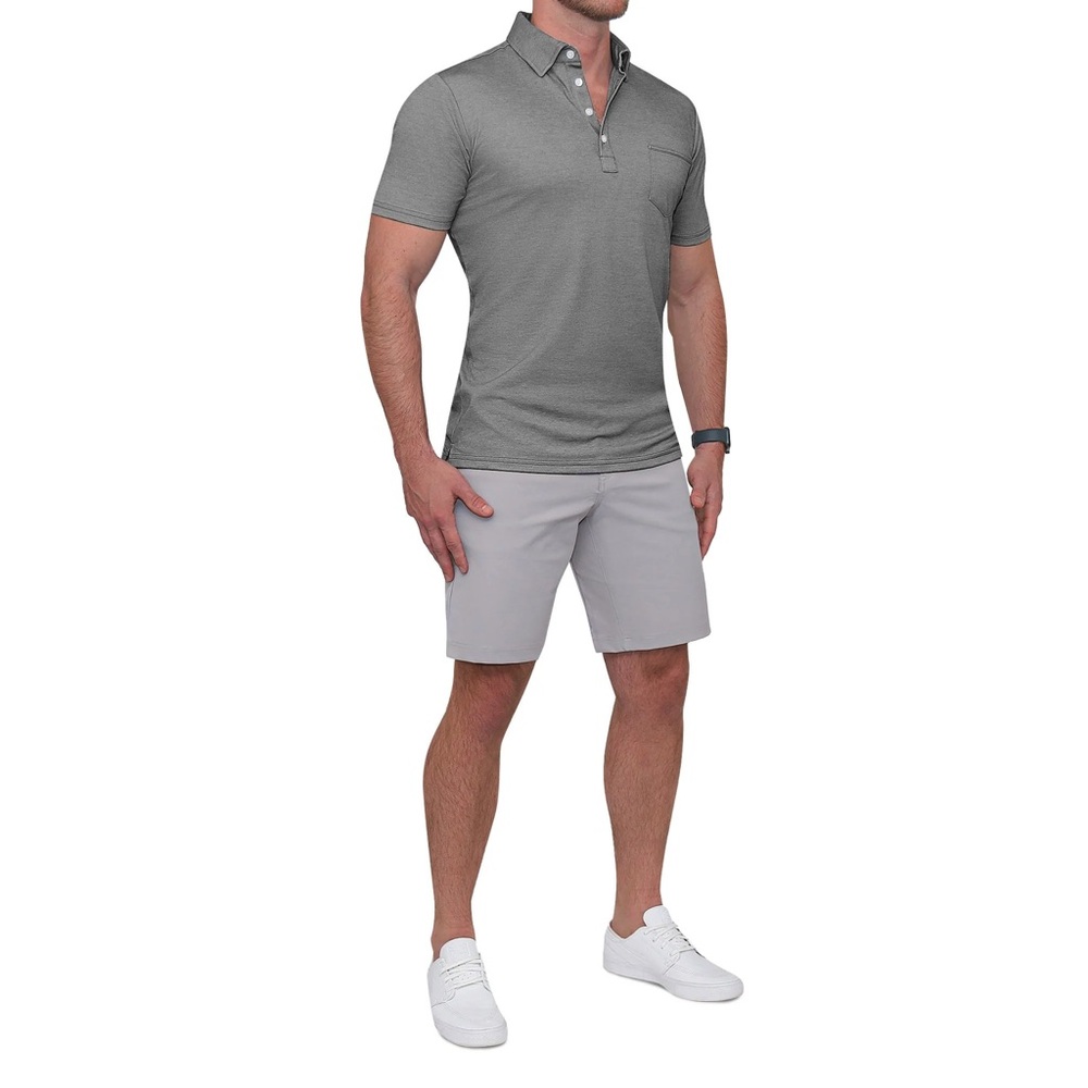 State & Liberty Pique Polo Grey